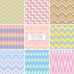 Poster - cute wedding pink seamless vector patterns. stylish background with zigzag lines