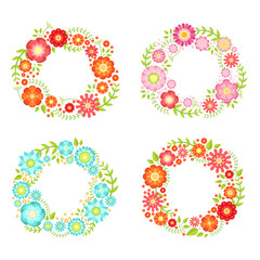 Wall Mural - floral frames in circle shapes with place for your text. vector vintage collection