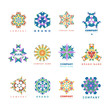 Abstract triangular polygonal shape kaleidoscope logo template circle decorative vector illustation.