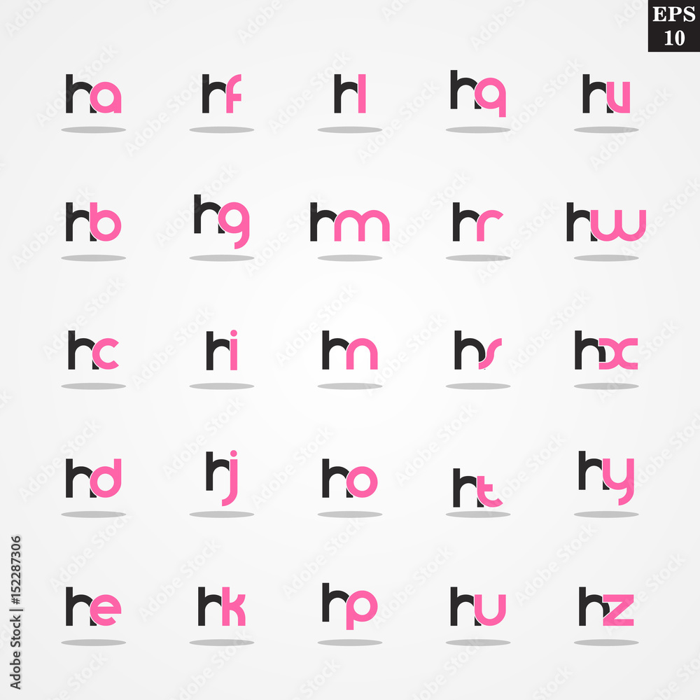 Initial letter H compilation from A to Z lowercase logo design template ...