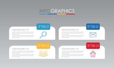 Naklejka na meble Modern Info-graphic Template for Business with four steps multi-Color design, labels design, Vector info-graphic element, Flat style vector illustration.