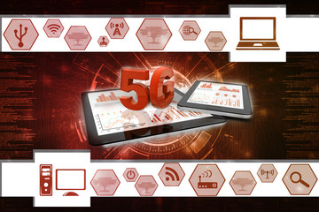 Poster - 3d rendering 5G Network 5G Connection with data
