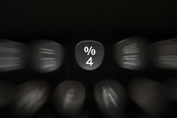 Fototapete - Digit on black key on retro typewriter 4