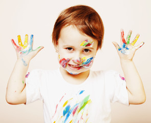 beautiful  little baby girl doing make up (humorous picture)