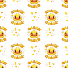 Seamless Pattern With Funny Duck Faces.