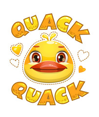 Canvas Print - Cute t shirt print for kids with duck face.