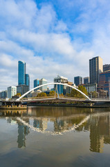 Wall Mural - Beautiful cityscape of pedestrian bridge over Yarra river