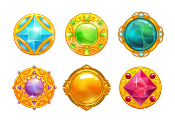 Sticker - Fantasy golden amulets set.