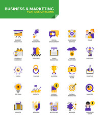 Poster - modern material flat design icons - business and marketing