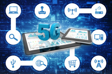 Poster - 3d rendering 5G Network 5G Connection with data
