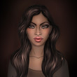 African American pretty girl. Raster Illustration of Black Woman with glossy lips and  long beautiful dark hair. Great for avatars.