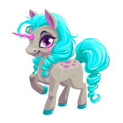 Sticker - Cute unicorn princess icon.