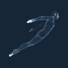 Wall Mural - hovering in air. man floating in the air. 3d model of man. human body. design element. vector illust