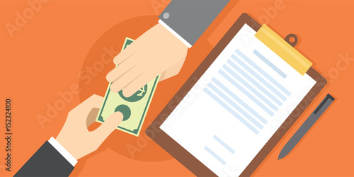 Fotografía corruption man give money awas as bribe to sign document