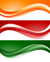 Poster - Abstract light wavy lines set