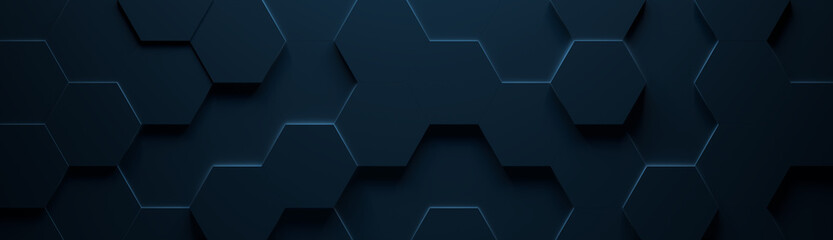 Wall Mural - Dark Blue Hexagonal Tile Background (3d Illustration)