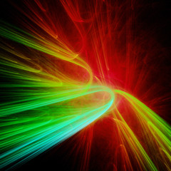 Poster - Dynamic red and green fractal on black background