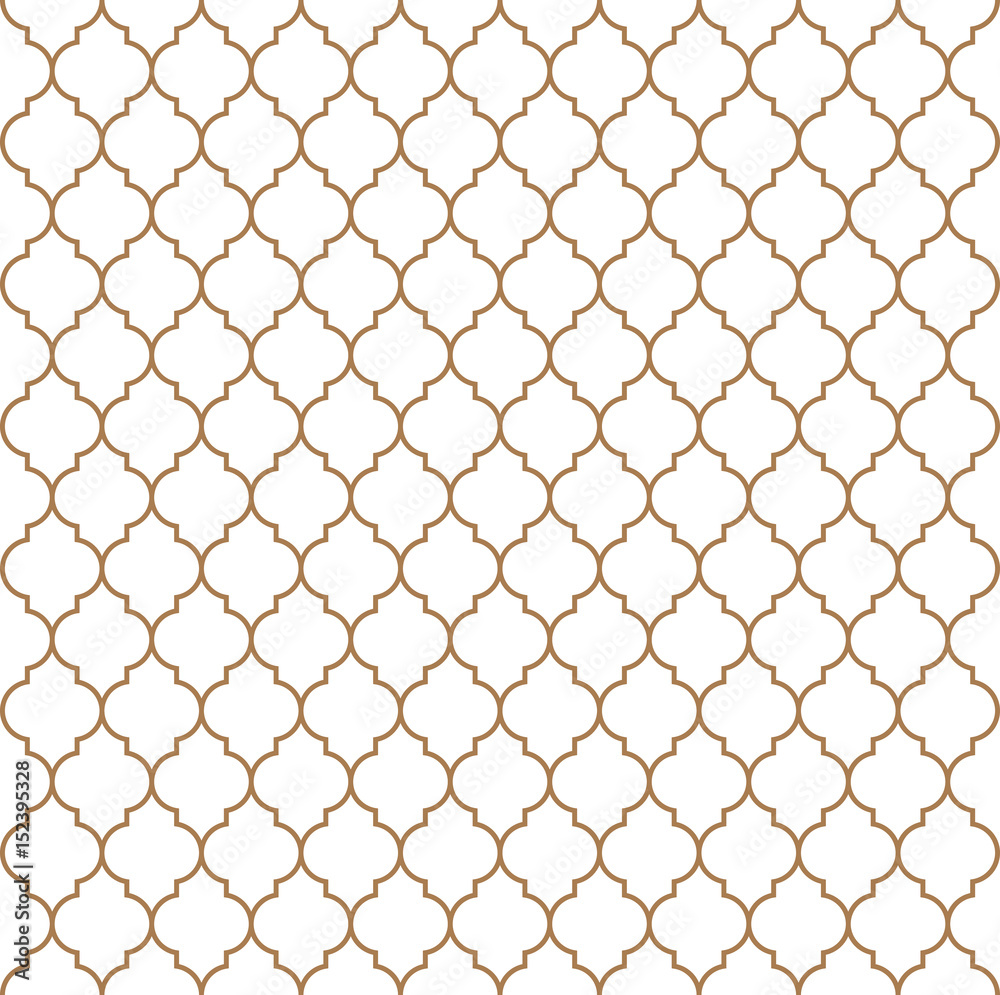 Flat outline moroccan seamless pattern vector - obrazy, fototapety, plakaty 