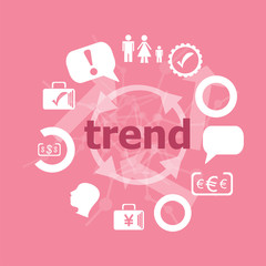 Poster - Text trend. Business concept . Set of flat icons for mobile app and web