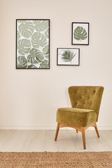 Wall Mural - Cozy interior with green armchair