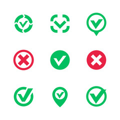 Sticker - check marks and vector ticks over white