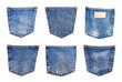 © rakop_ton - collection of Denim blue jeans pocket isolated on white background.