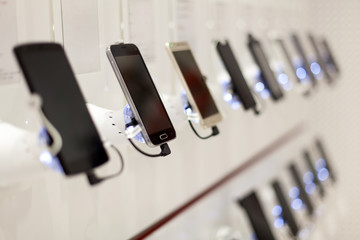 new mobile phones in showroom