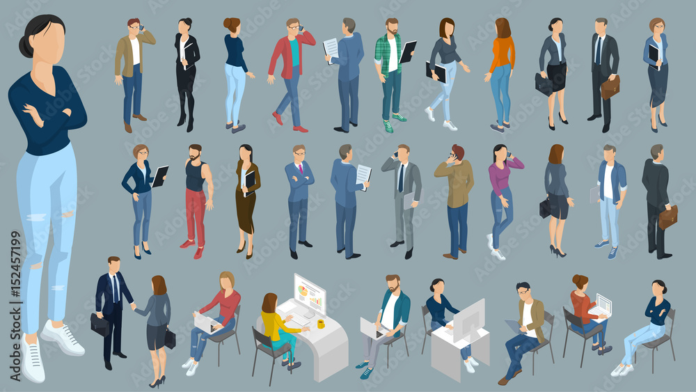 Set of isometric vector people Stock Vector | Adobe Stock