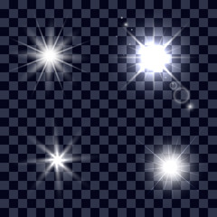 Poster - Sparkle lights stars set. Glowing light effect star. Sparkle lights vector