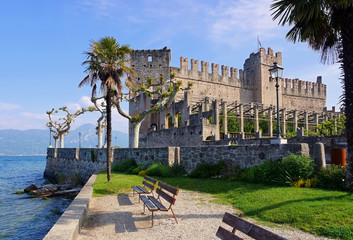 Sticker - Torri del Benaco Burg - Torri del Benaco castle on Lake Garda in Italy