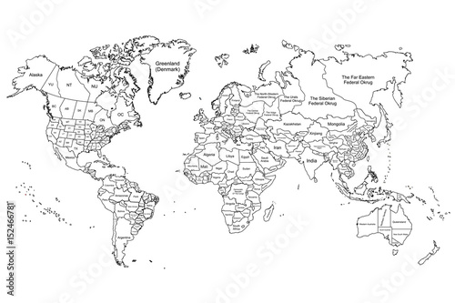 Plakat mapa świata biała