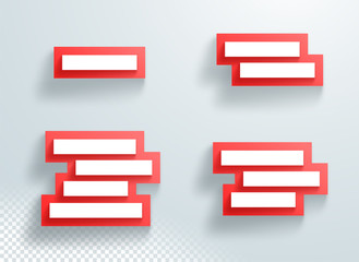 Poster - title text boxes set red stacked with 3d shadows frame backing