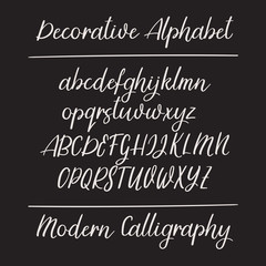 Wall Mural - Modern calligraphy alphabet. Handwritten brush letters. Uppercase, lowercase. Vector font.