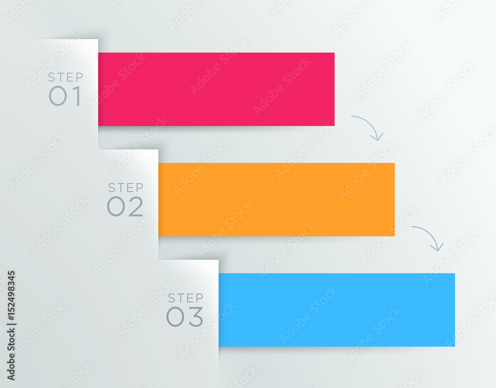 Infographic Colourful Vector Note Steps 1 to 3 Template Stock Vector ...