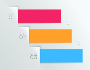 Poster - Infographic Colourful Vector Note Steps 1 to 3 Template