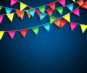 Streamers background design with birthday patterns and colorful confetti for birthday party and other celebrations. Vector illustration.
