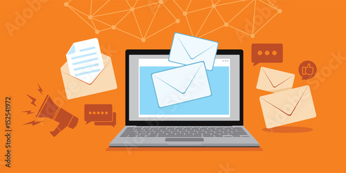 Fotografía email and message technology with laptop illustration