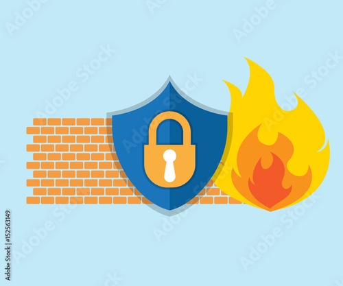 Fotomural firewall network security icon