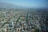Fototapeta Nowy Jork - Views across the city of Santiago from the observations deck of the Gran Torre Santiago / Costanera Center.