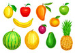 Tropical and garden fruit watercolor set