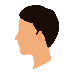 Sticker - profile head guy young character vector illustration