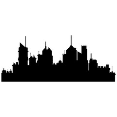 Sticker - silhouette city buildings skyscraper town vector illustration