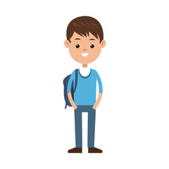 Sticker - boy happy student young kid vector illustration