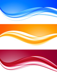 Poster - Abstract dynamic colorful wavy backgrounds set