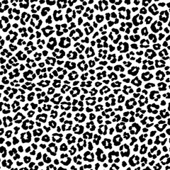 Wall Mural - Black and white leopard seamless pattern with irregular spots