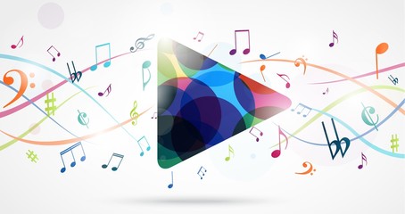 Wall Mural - Colorful music notes background