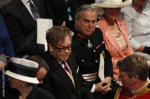 British Singer Elton John Arrives At Westminster Abbey Before The