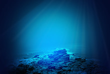 Deep Blue Sea Background With Sunlight Shining 
