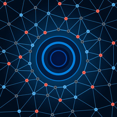 Aufkleber - Background network. Background circles dots and lines. Abstract geometric pattern with dots and connects.