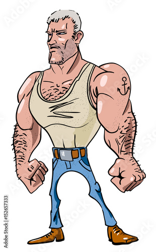 Cartoon image of tough man. an artistic freehand picture. stock vector Cartoon image of tough man. An artistic freehand picture. Stock Vector | Adobe Stock